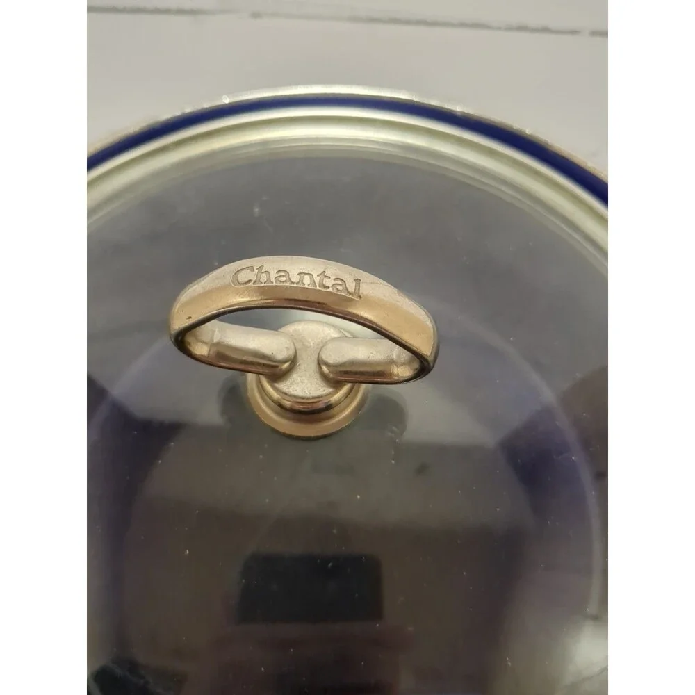 Vintage Chantal Cobalt Blue 3 Qt Dutch Oven Enamel On Steel 